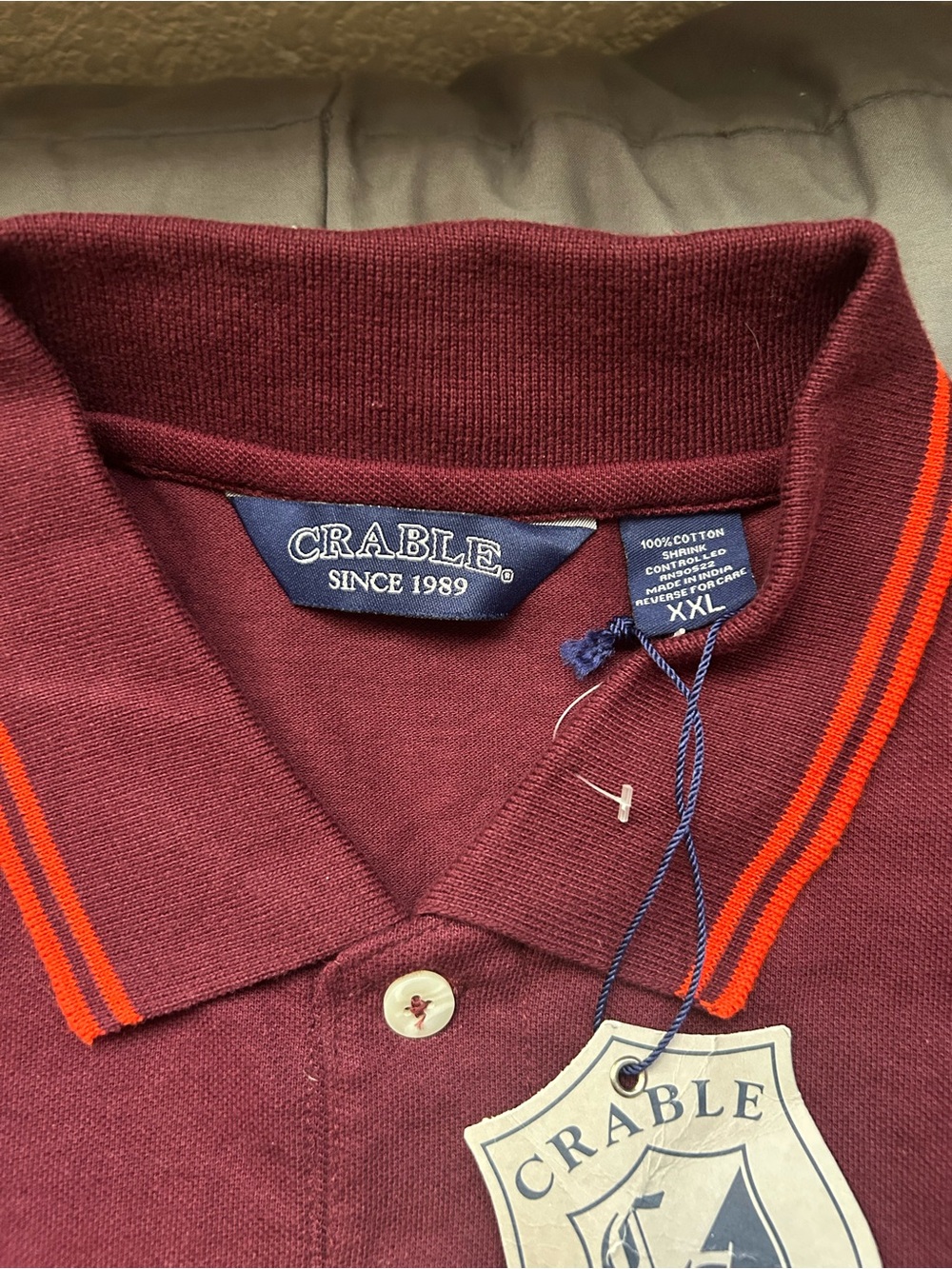 Able Maroon Polo with Orange Stripe Trim